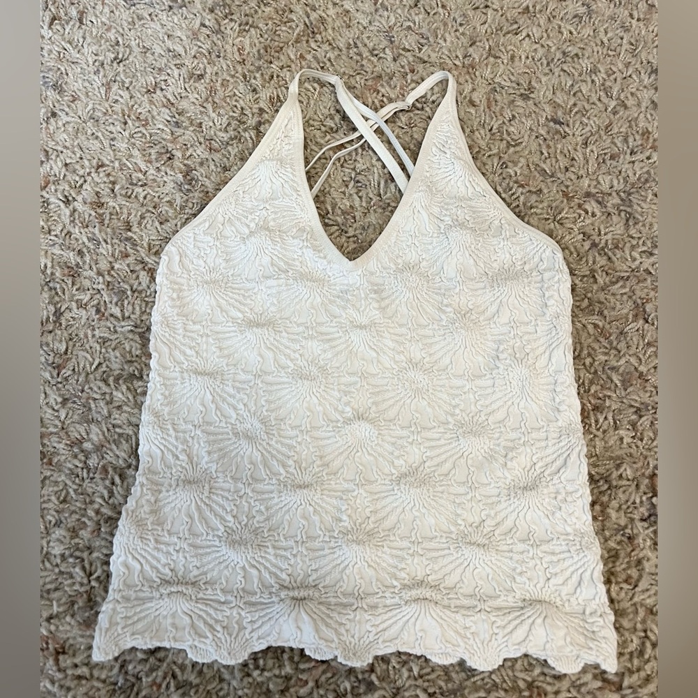 Altar’d State cream tank v neck crisscross back Size S/M